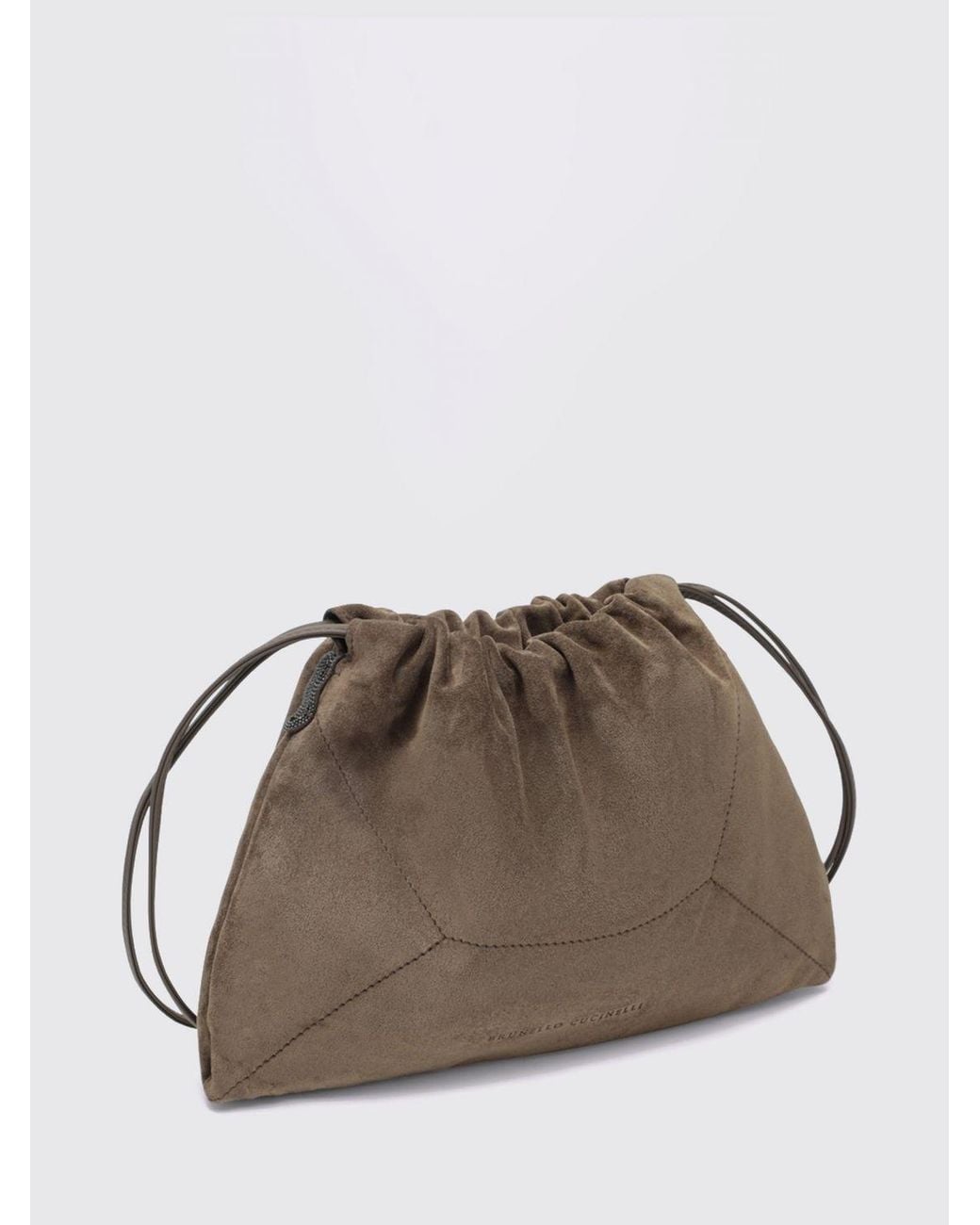 Brunello Cucinelli Brown Bc Duo Suede Bucket Bag With Monili Decoration