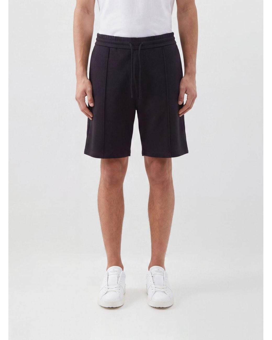 Valentino Garavani Blue Cotton-Blend Jogging Shorts With Elasticated Waist for men