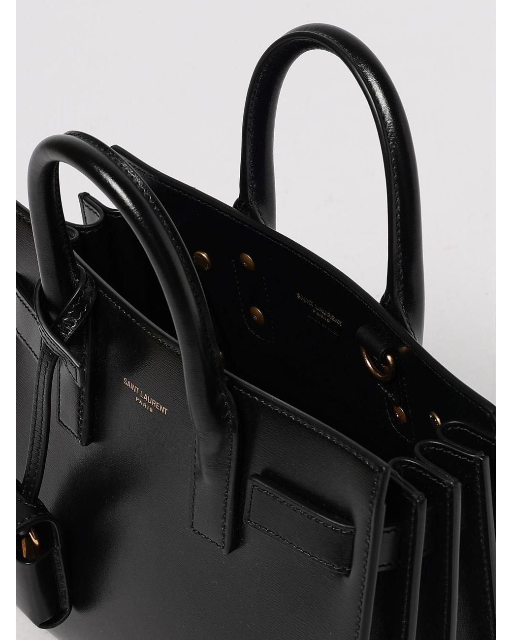 Saint Laurent Black Sac De Jour Nano Palmellato Leather Bag