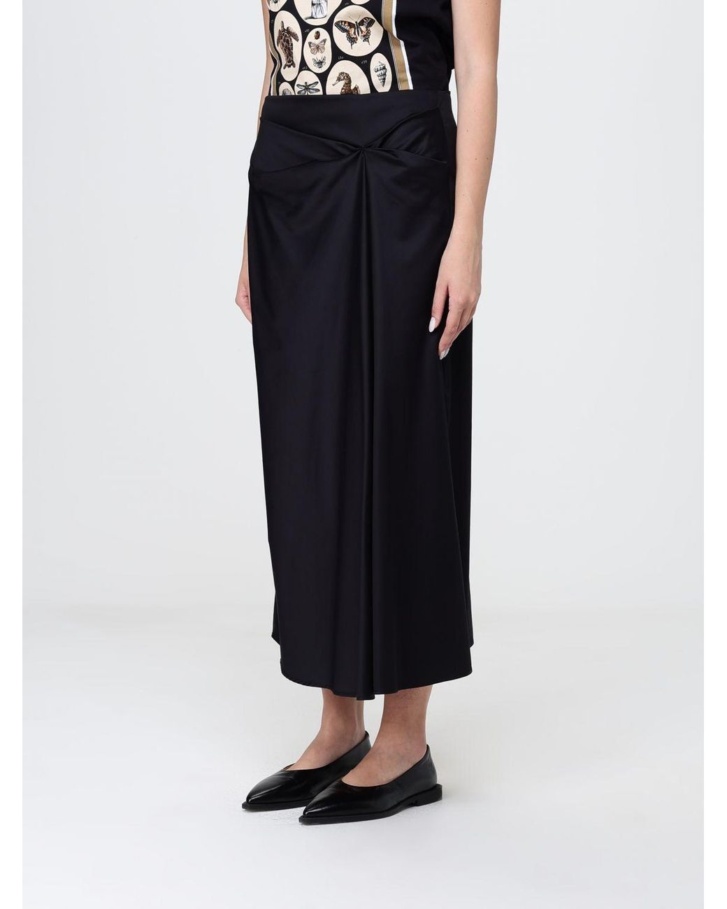 Max Mara Blue Draped A-Line Midi Skirt