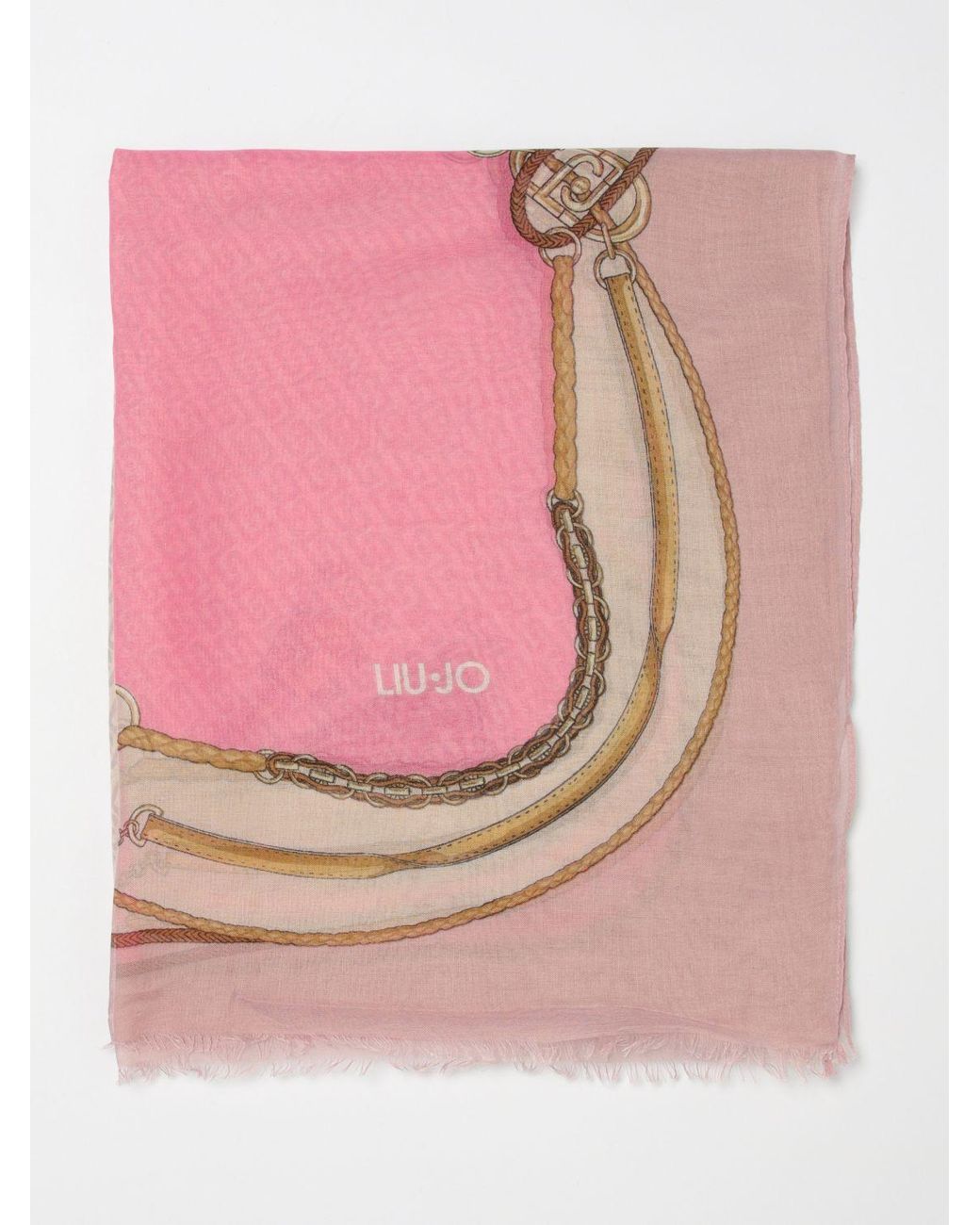 Liu Jo Pink Polyester Scarf With All-Over Lj Monogram