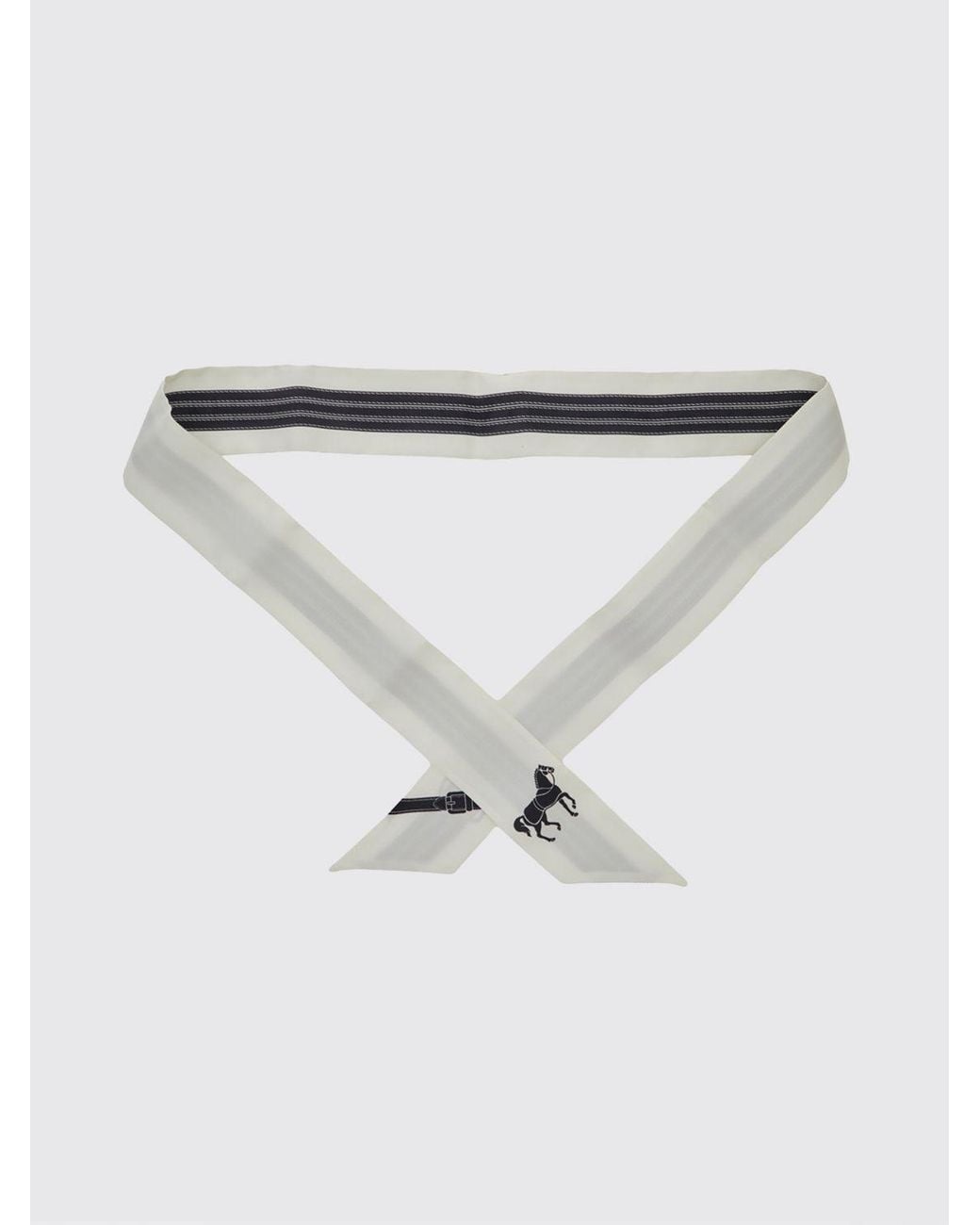 Fendi White Selleria Striped Fauna Print Silk Bandeau