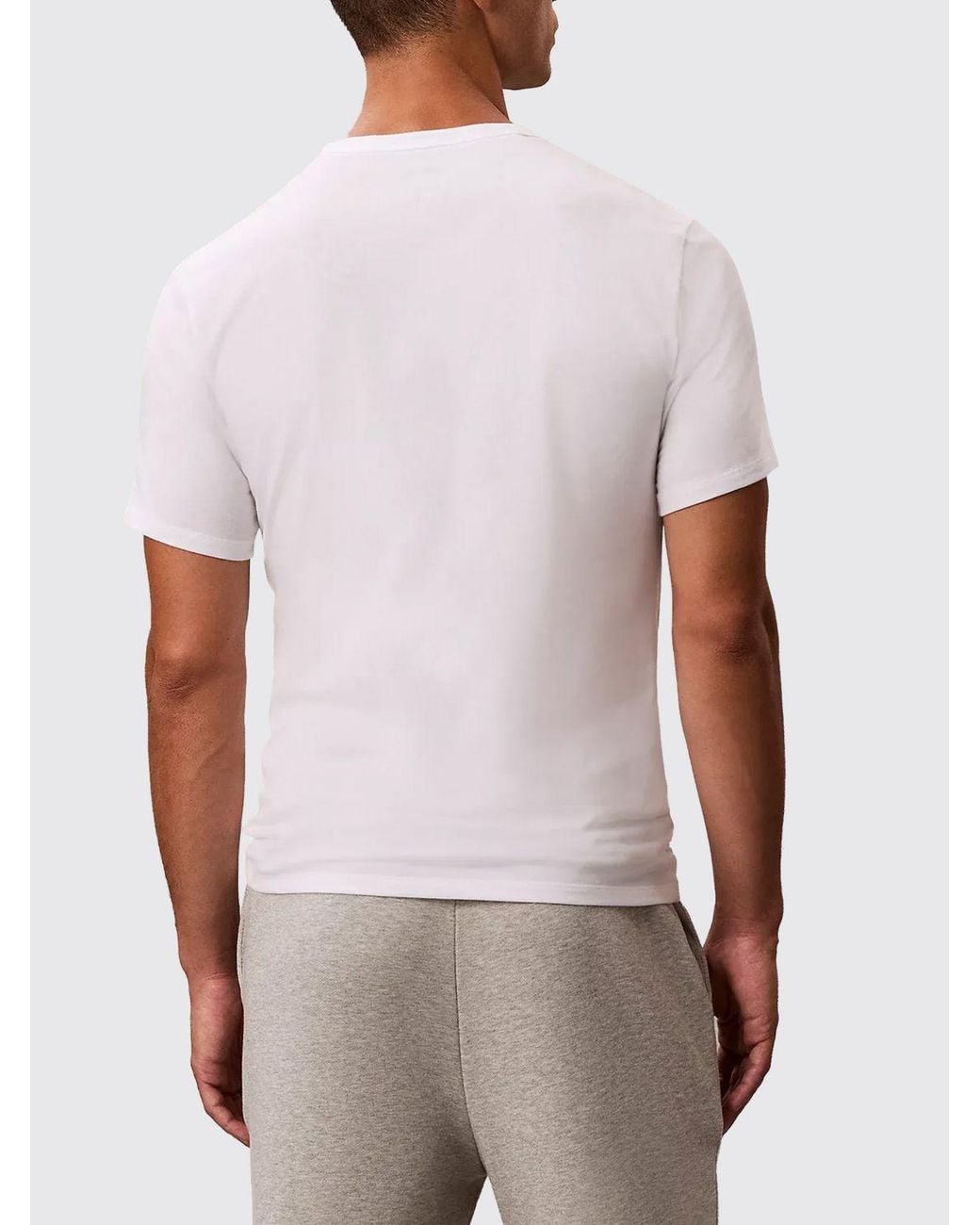 Calvin Klein White Set Of 3 Slim Fit V-Neck Cotton T-Shirts for men