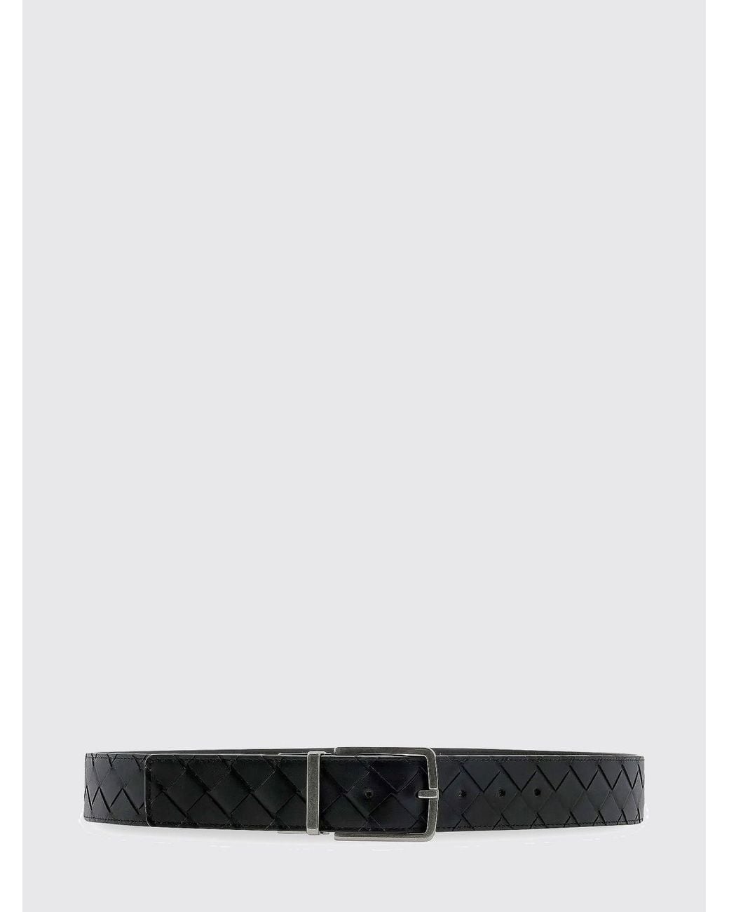 Bottega Veneta White Intrecciato Woven Leather Belt With Pin Buckle for men
