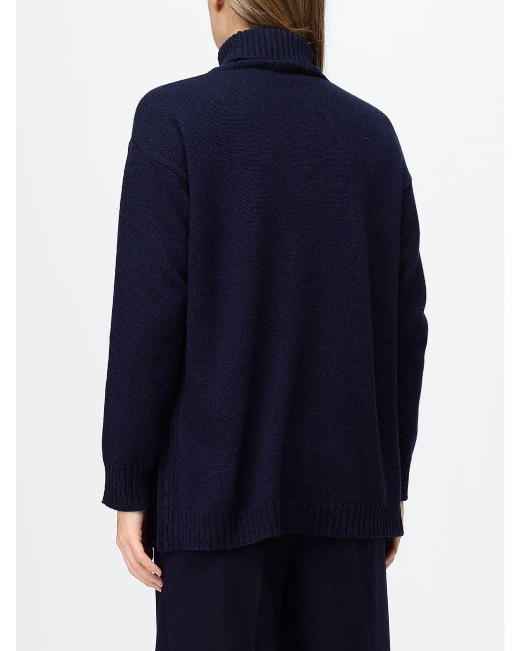 Kangra Blue Wool Turtleneck With Long Sleeves And Ribbed Trims