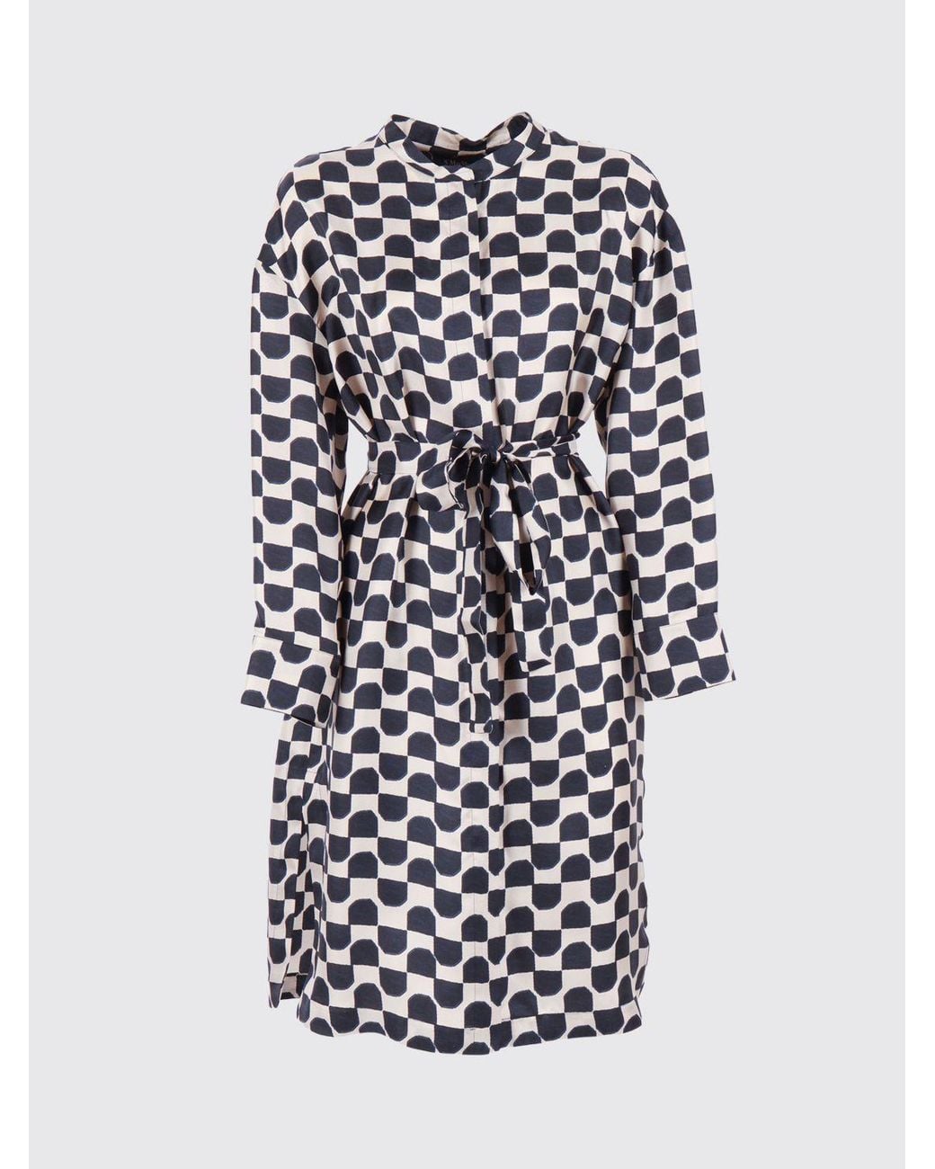 Max Mara White Printed Silk Chemisier Dress