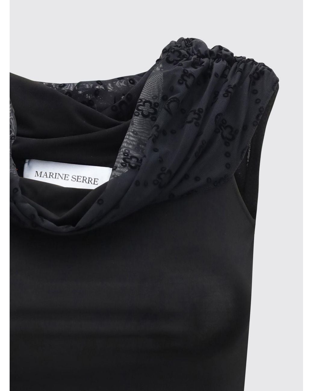 MARINE SERRE Black Viscose Blend Top