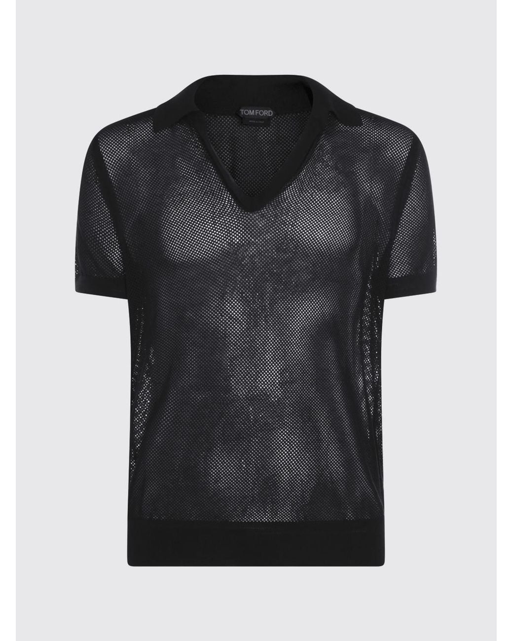 Tom Ford Black Cotton And Silk Polo Shirt for men