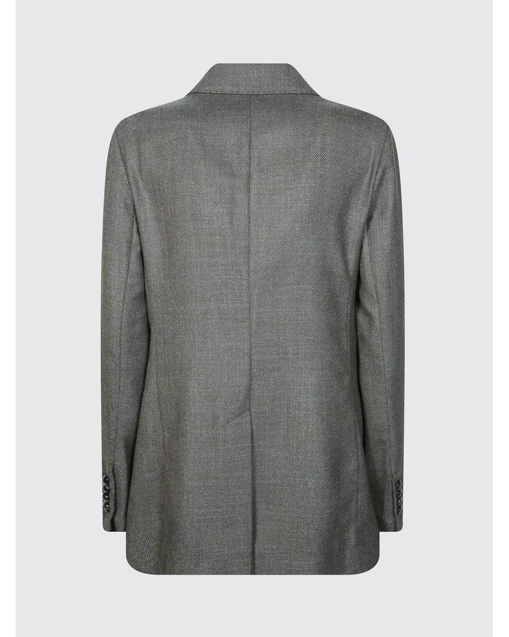 Circolo 1901 Gray Double-Breasted Virgin Wool And Silk Blazer With Peak Lapels
