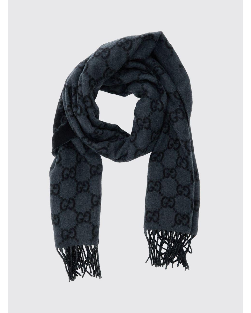 Gucci Black Gg Logo Pure Cashmere Scarf for men