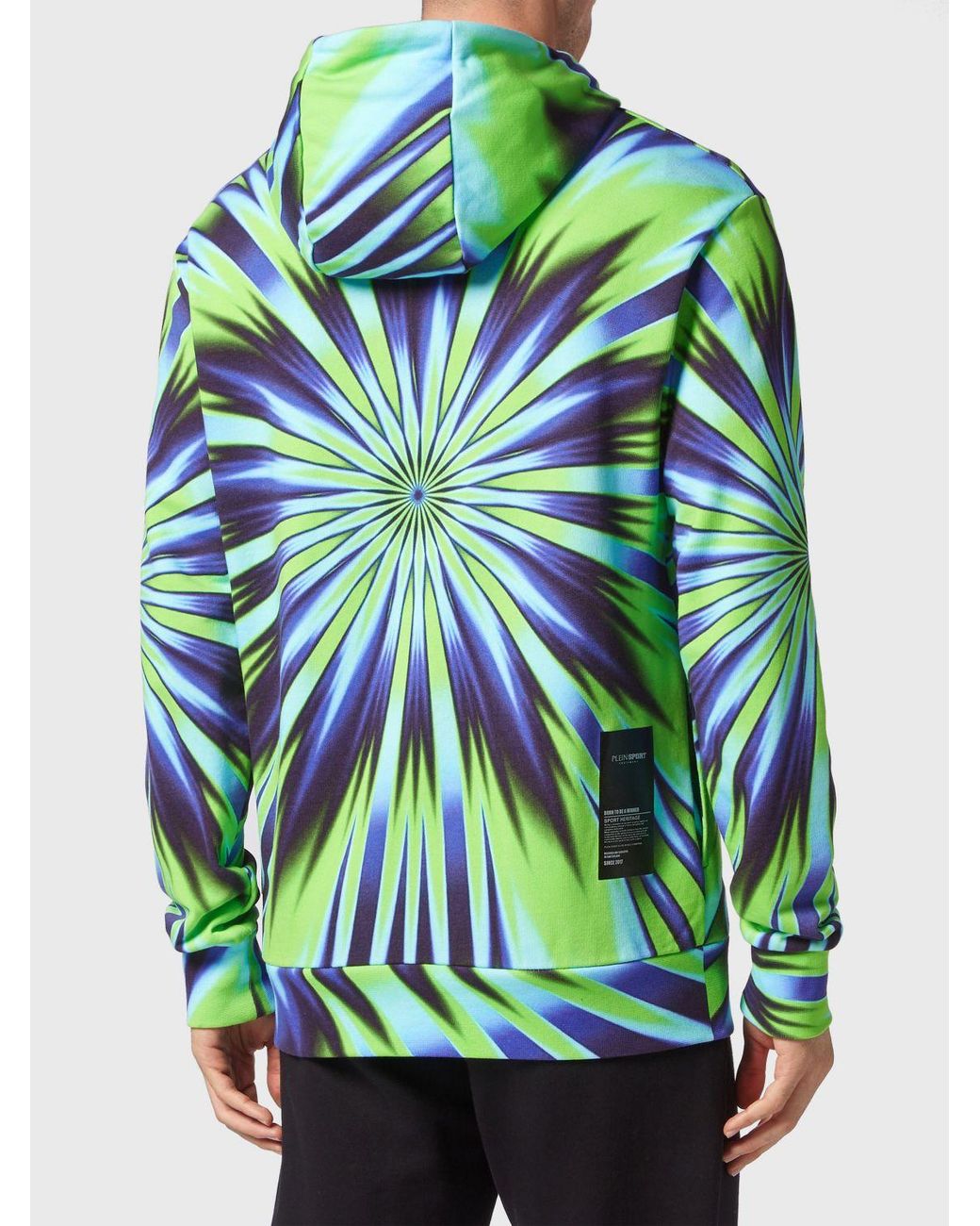 Philipp Plein Green Relaxed Fit Hoodie With All-Over Optical Print for men