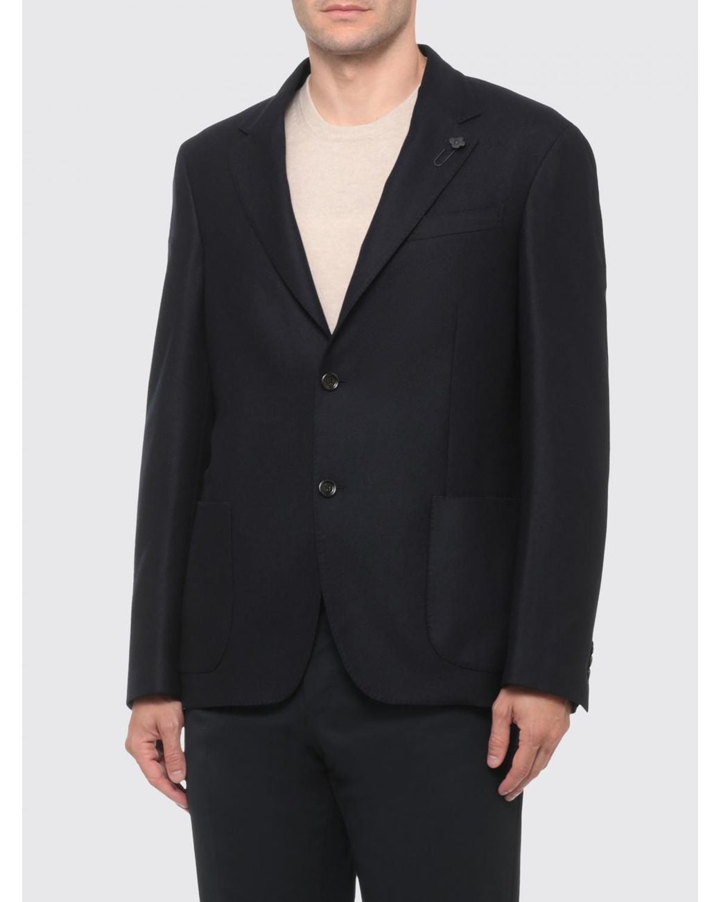 Lardini Black Single-Breasted Virgin Wool Blazer With Patch Pockets for men