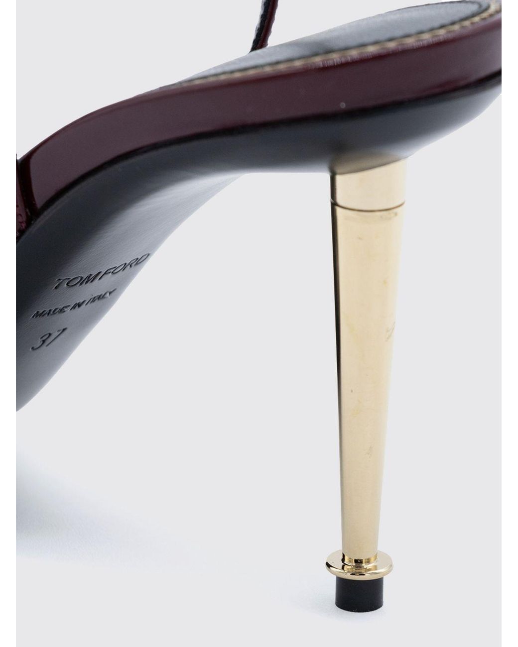 Tom Ford White Padlock Patent Leather High-Heel Sandals With Ankle Strap