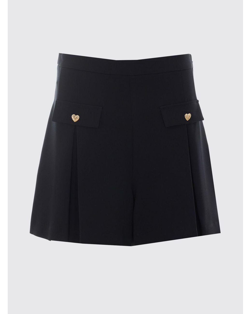 Twinset Black High-Waisted Crêpe Shorts With Pleats And Flap Pockets