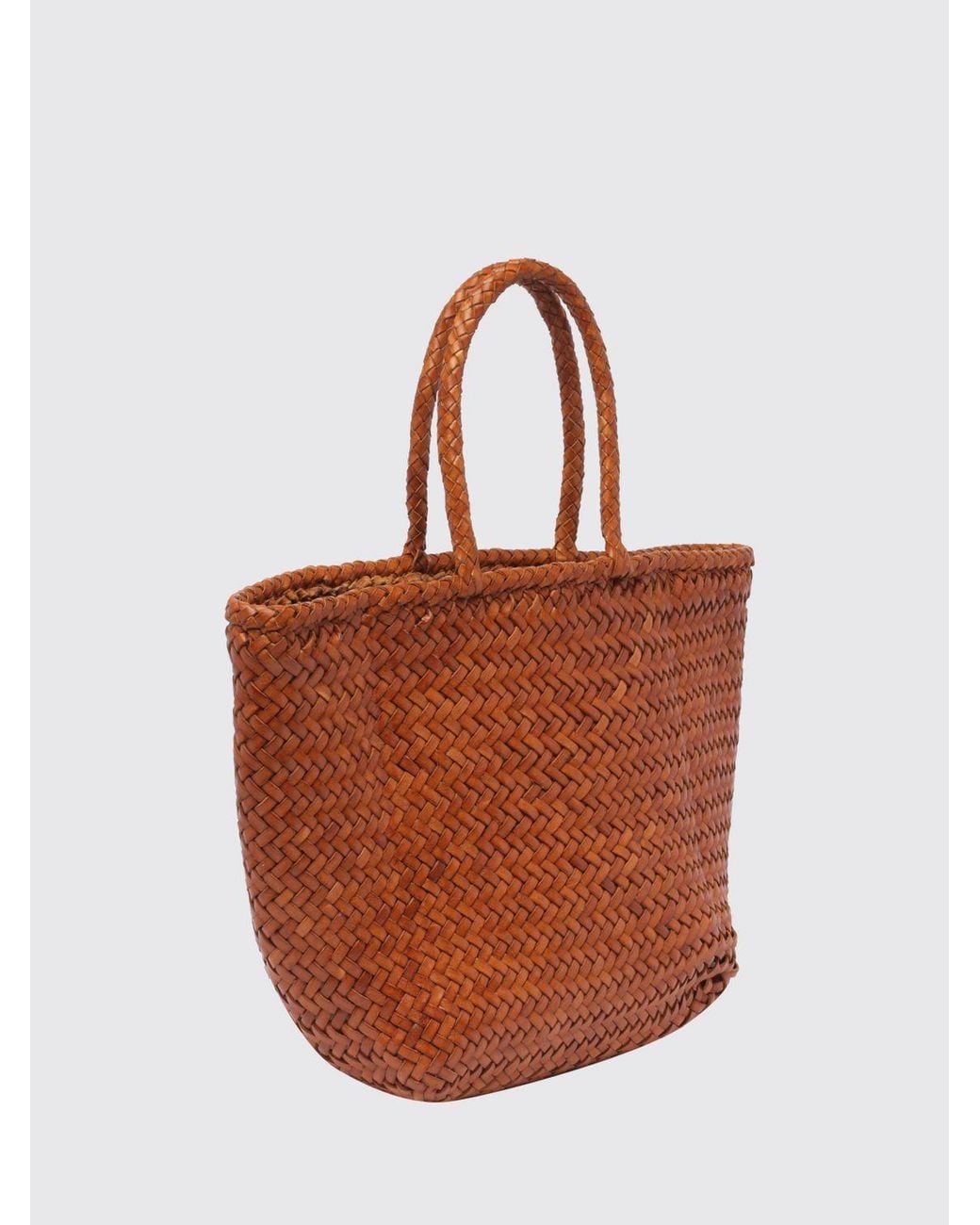 Dragon Diffusion Brown Grace Woven Leather Tote Bag With Double Handle