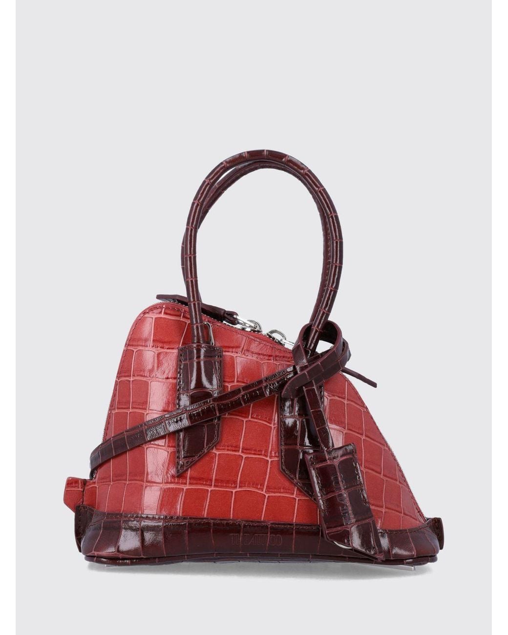 The Attico Red La Sant Ambroeus Bicolour Croc-Effect Leather Handbag