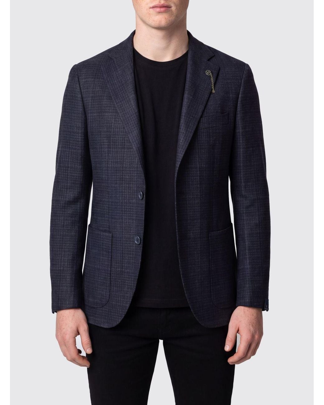 Santaniello Blue Single-Breasted Blazer for men