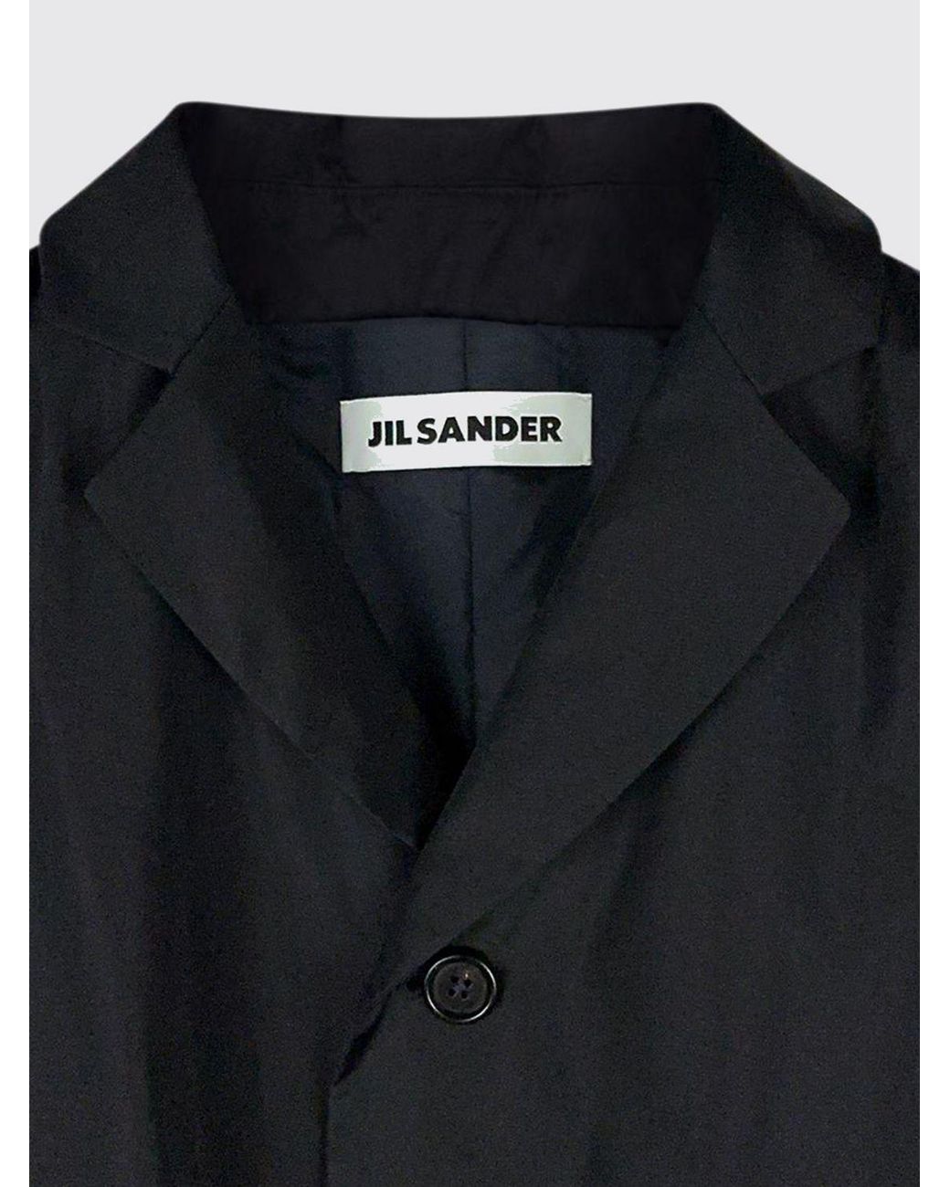Jil Sander Blue Single-Breasted Short Polyester Coat With Classic Lapels for men