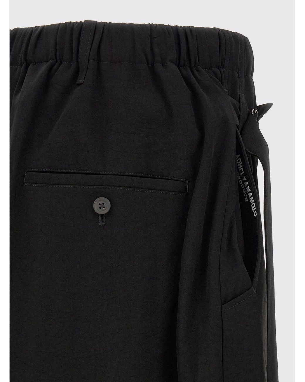 Yohji Yamamoto Black Wide-Leg Pure Wool Wrap-Style Trousers for men