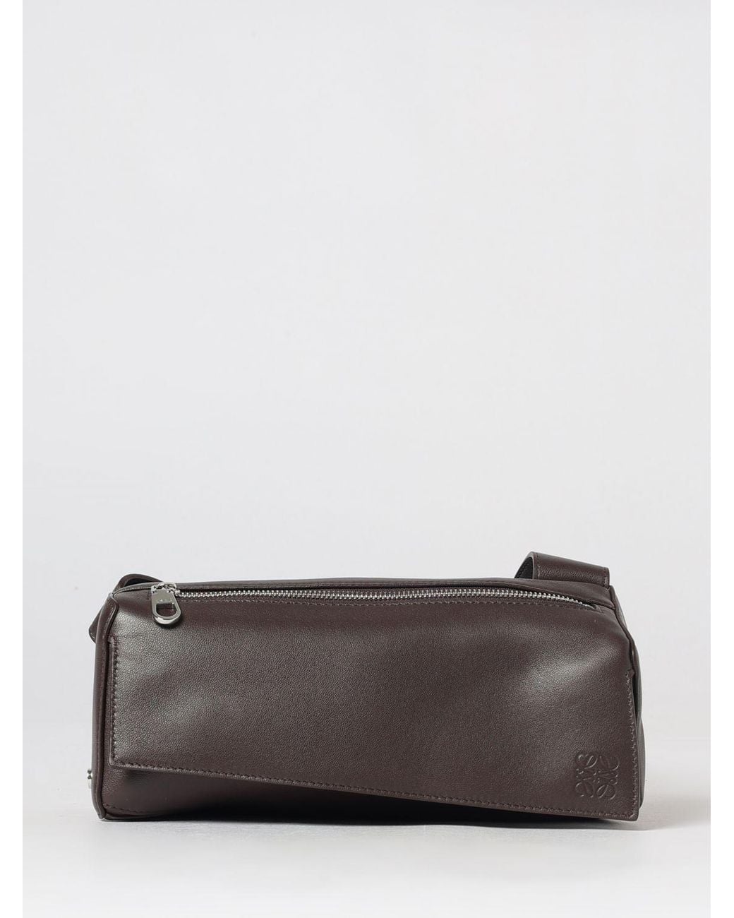 Loewe Gray Calfskin Leather Crossbody Belt Bag With Embossed Logo for men