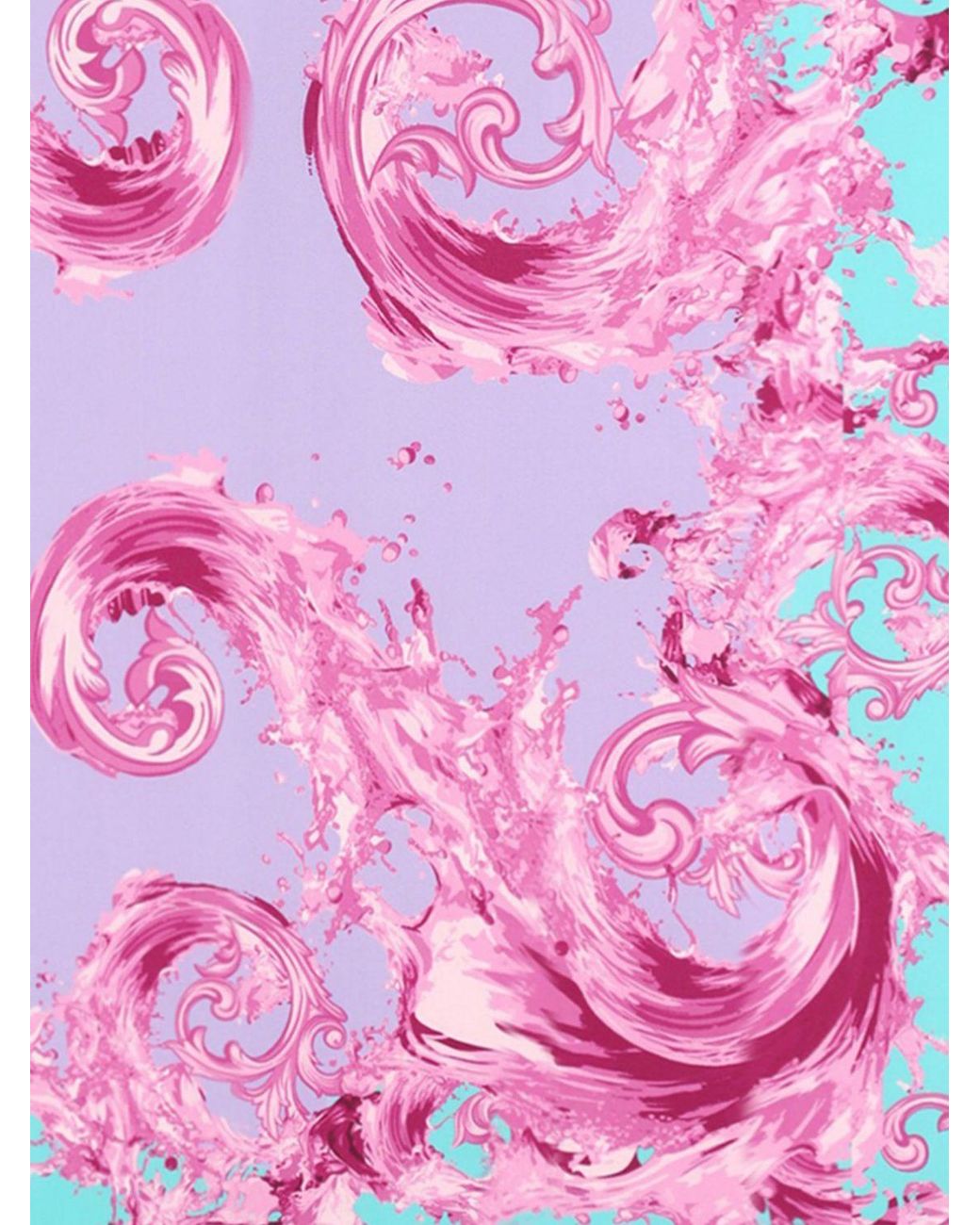 Versace Jeans Couture Pink Baroque Print Silk Foulard