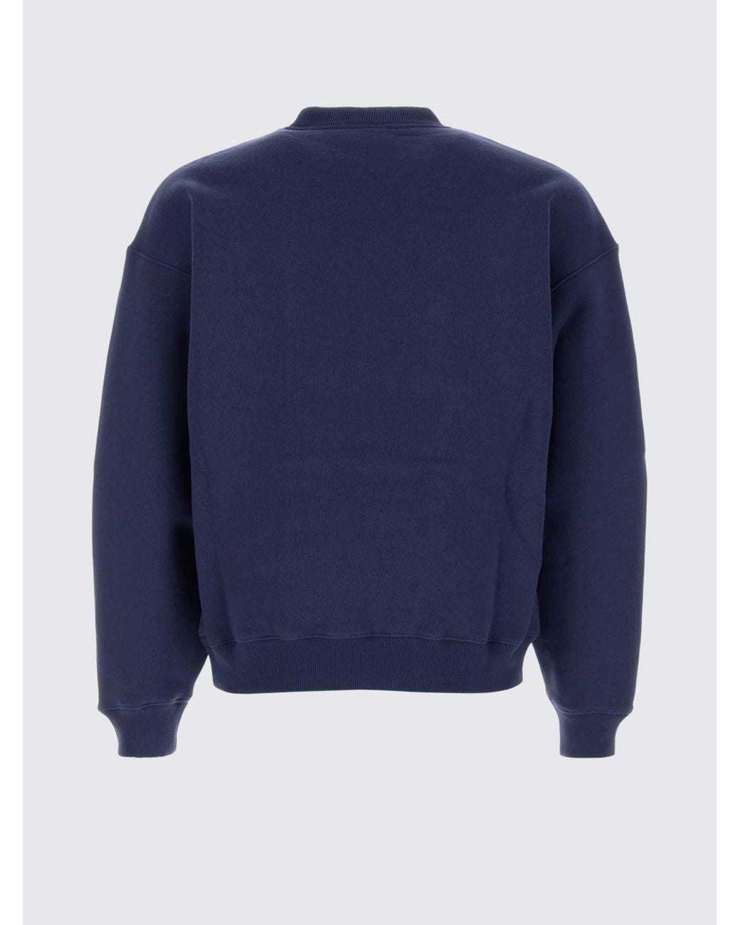 Autry Blue Cotton Crewneck Jumper With Contrast Logo And Dropped Shoulders for men
