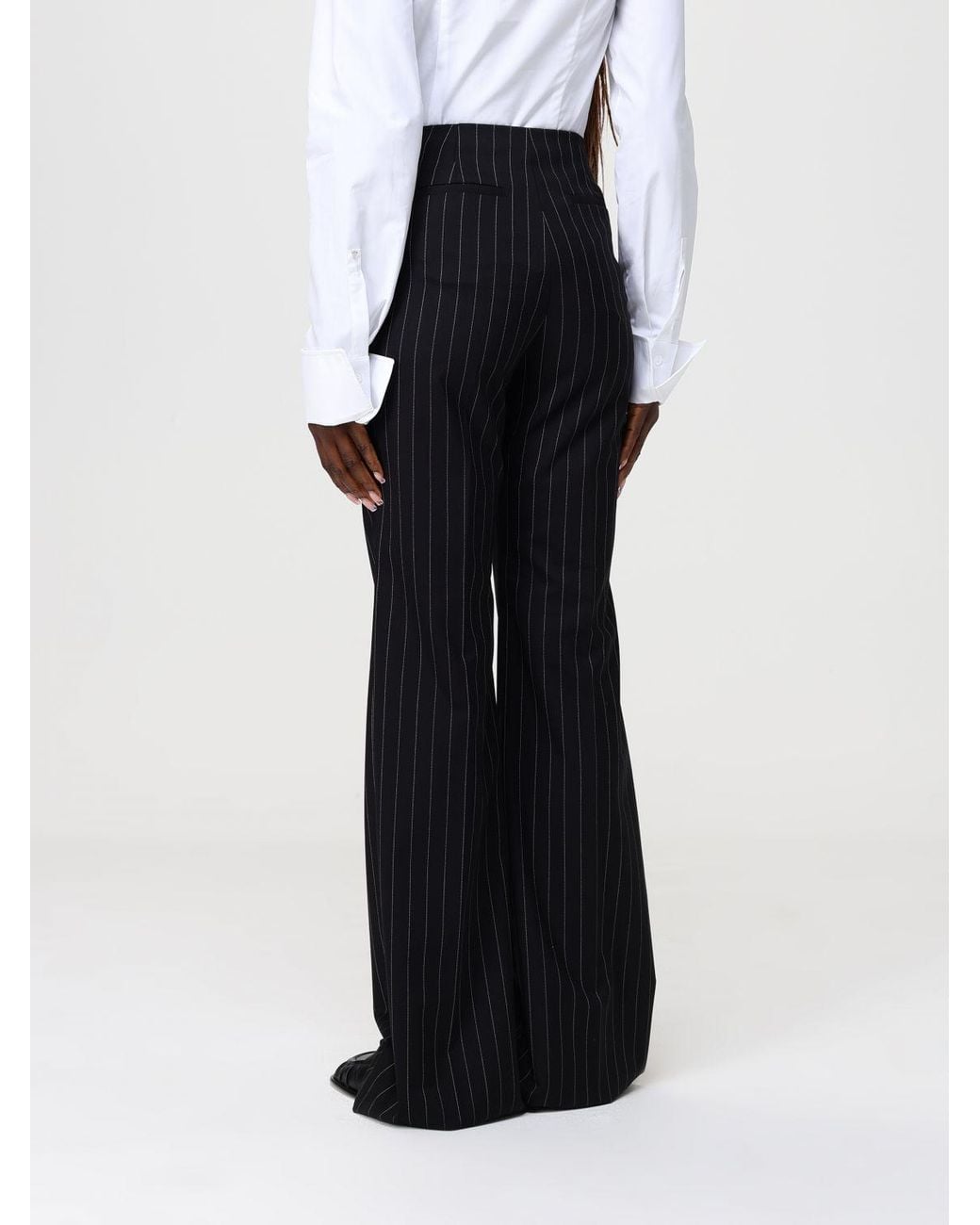 Sportmax Black Striped Wool Blend Flared Trousers