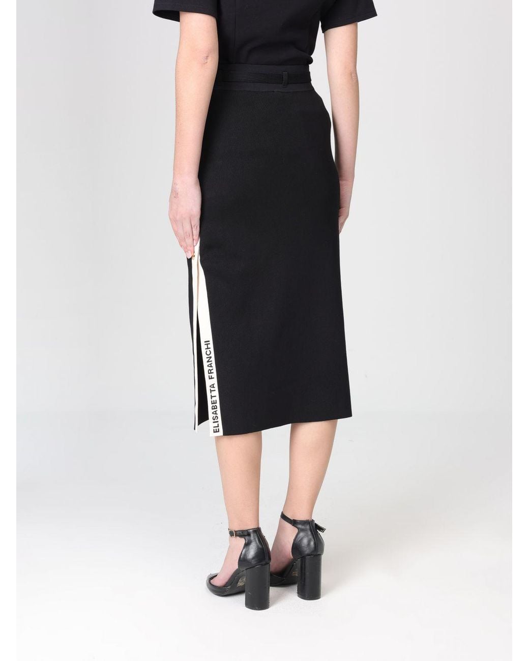 Elisabetta Franchi Black Viscose Pencil Skirt
