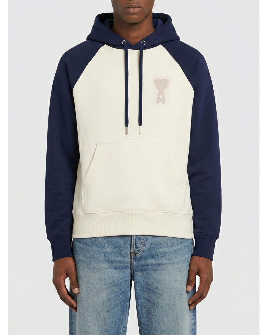 AMI Blue Cotton Hoodie for men