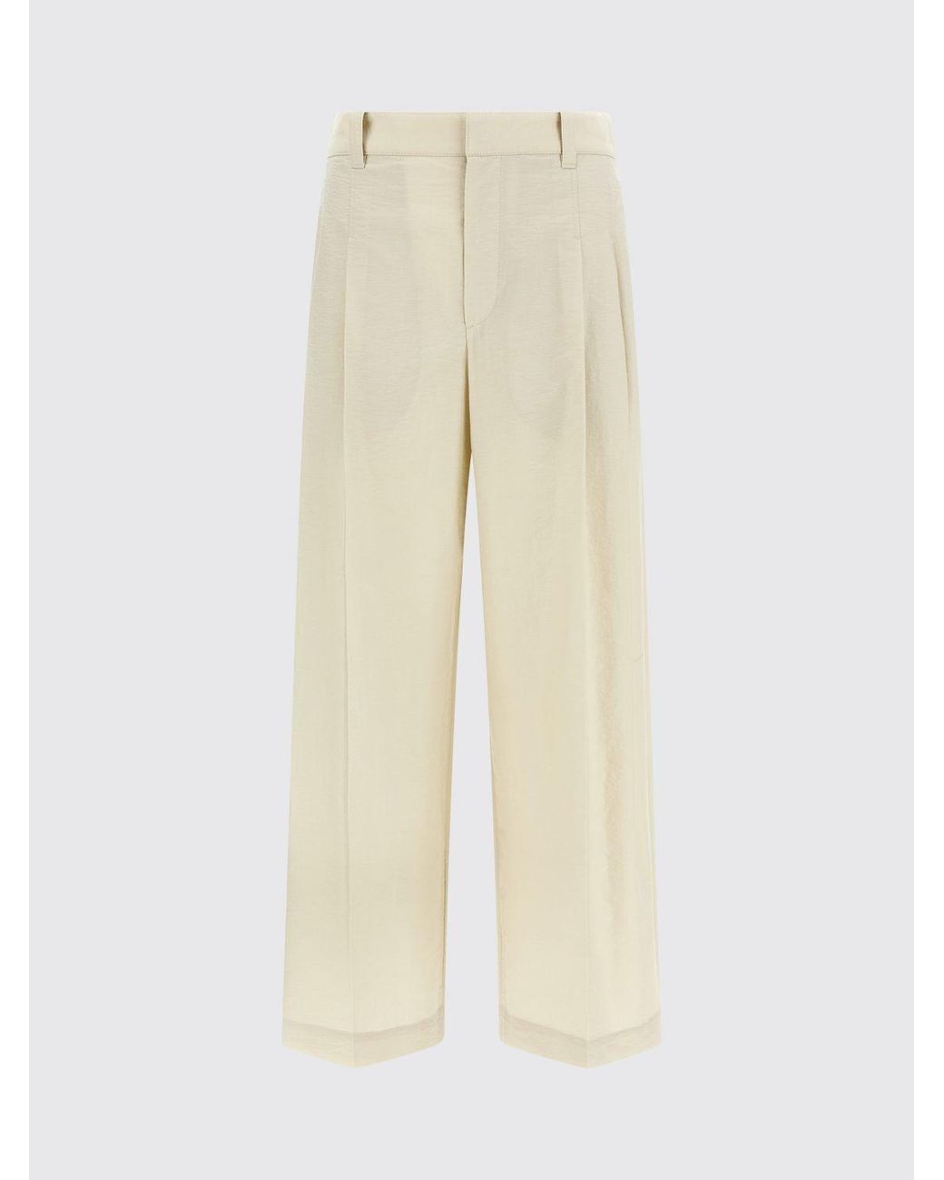 Brunello Cucinelli Natural Cotton Poplin Wide Leg Trousers