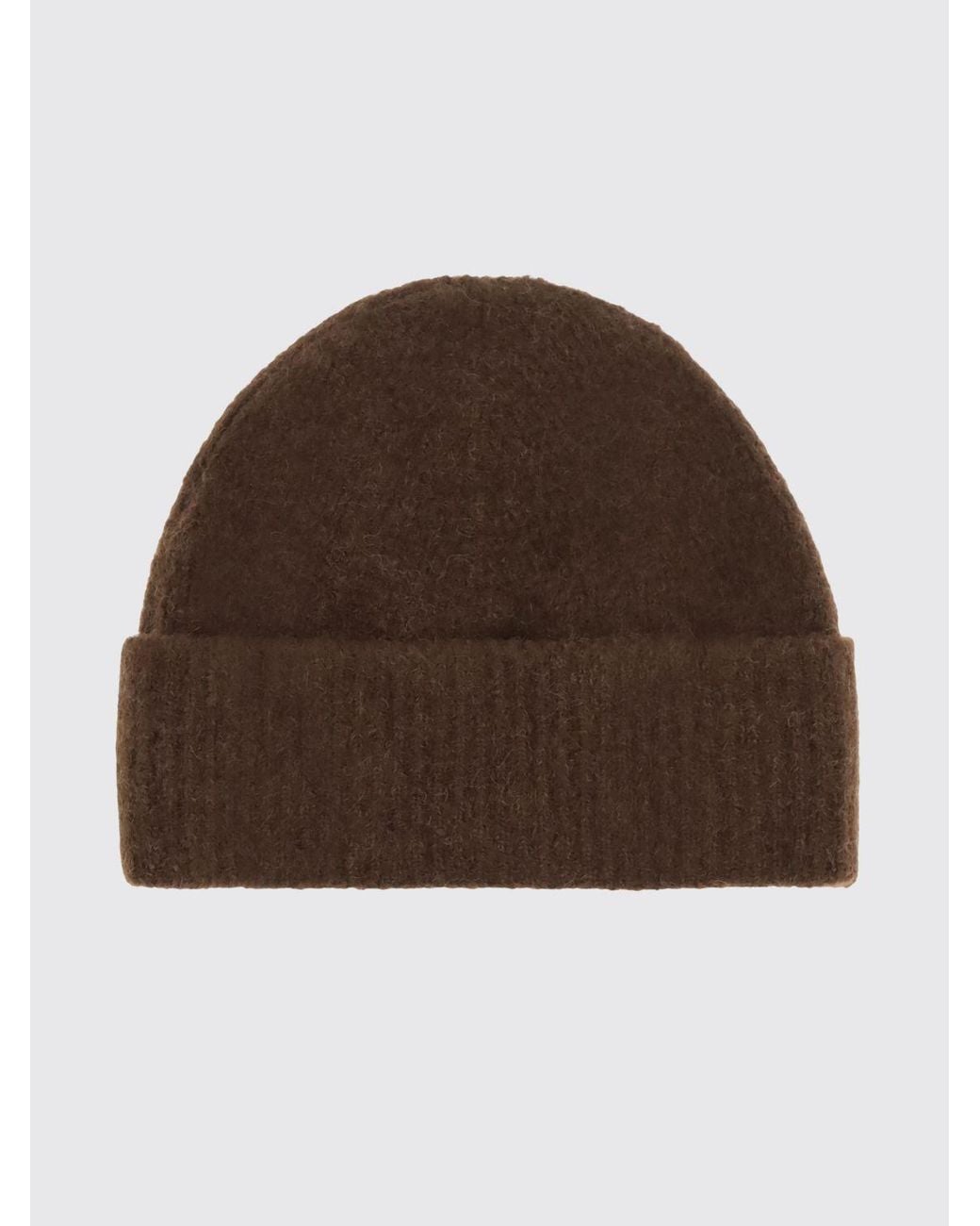 AMI Brown Wool And Alpaca Blend Beanie Hat With Embroidered Logo for men