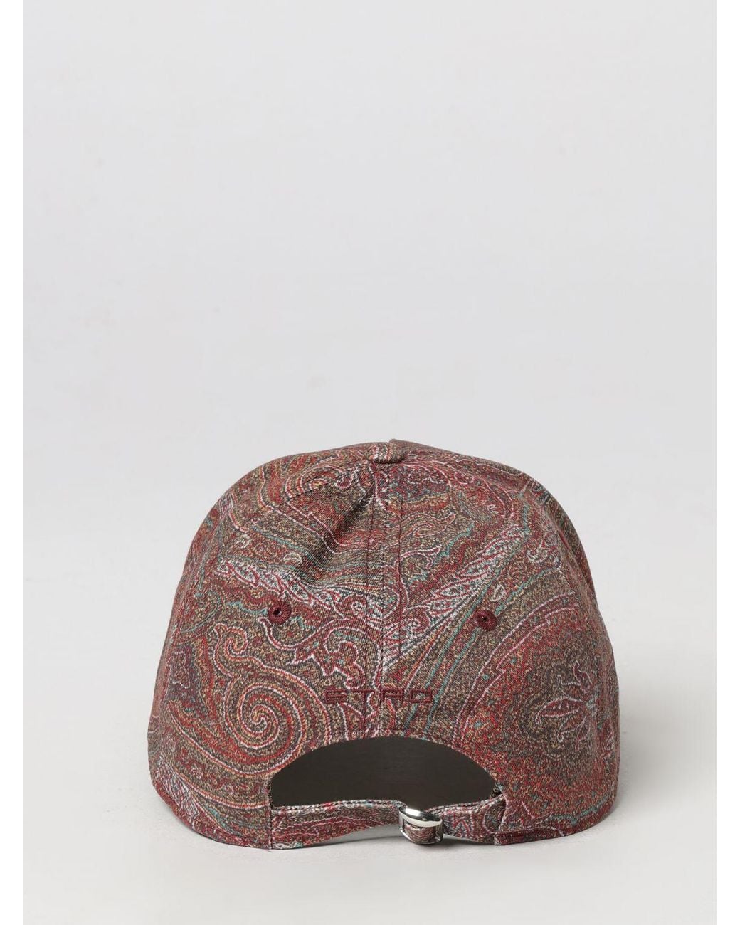 Etro Brown Cotton Baseball Cap With Paisley Print And Embroidered Pegaso Logo for men