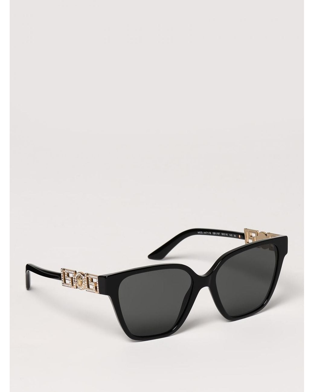 Versace Black Acetate Sunglasses With Set Rhinestones
