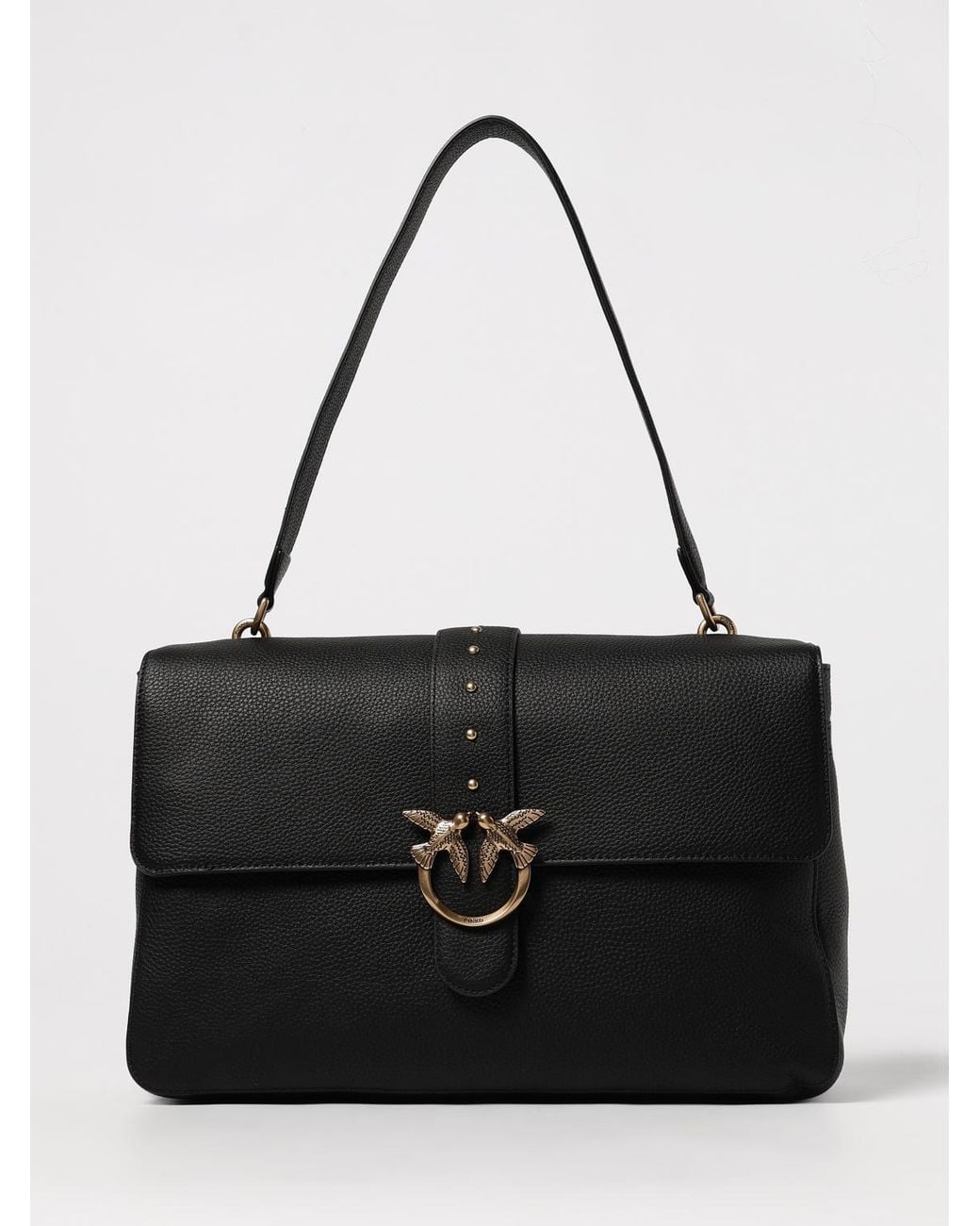 Pinko Black Love One Extra Slouchy Grained Leather Bag
