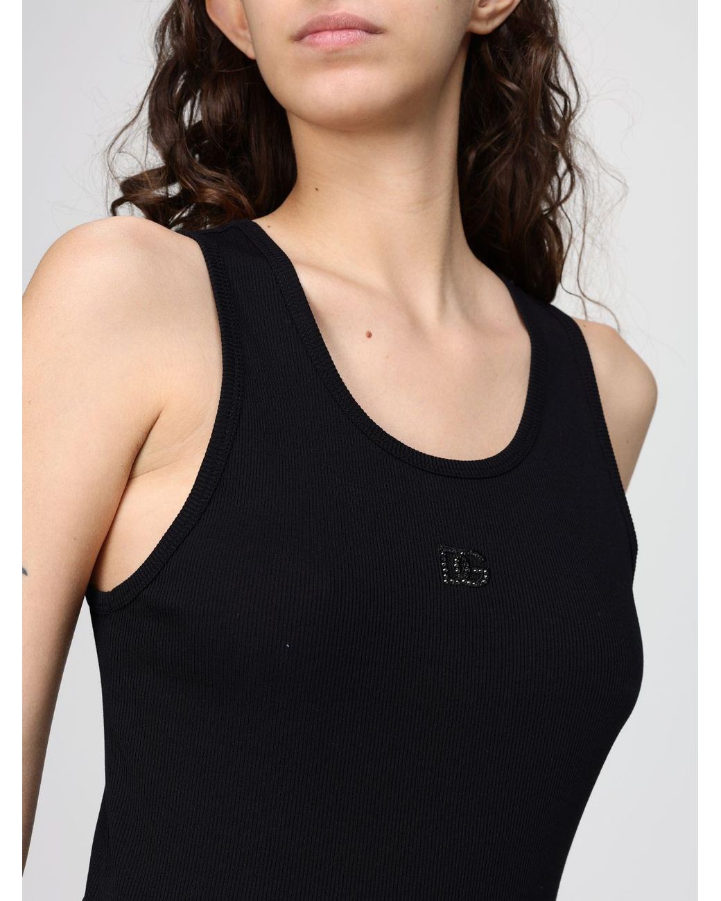 Dolce & Gabbana Black Dolce &Amp Gabbana Cotton Tank Top With Logo
