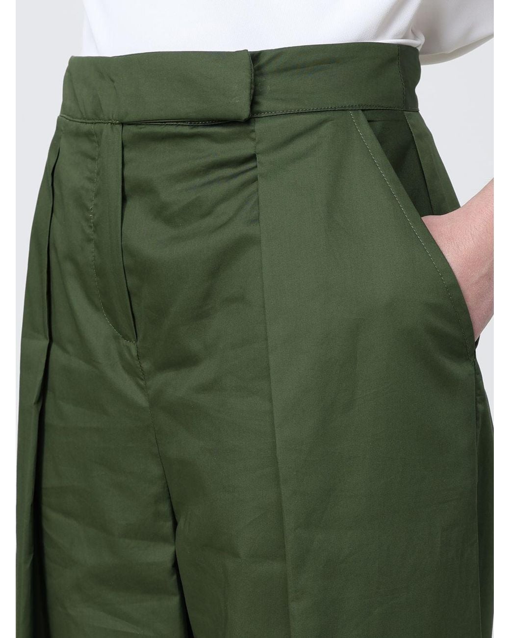 Hanita Green Cotton Palazzo Trousers