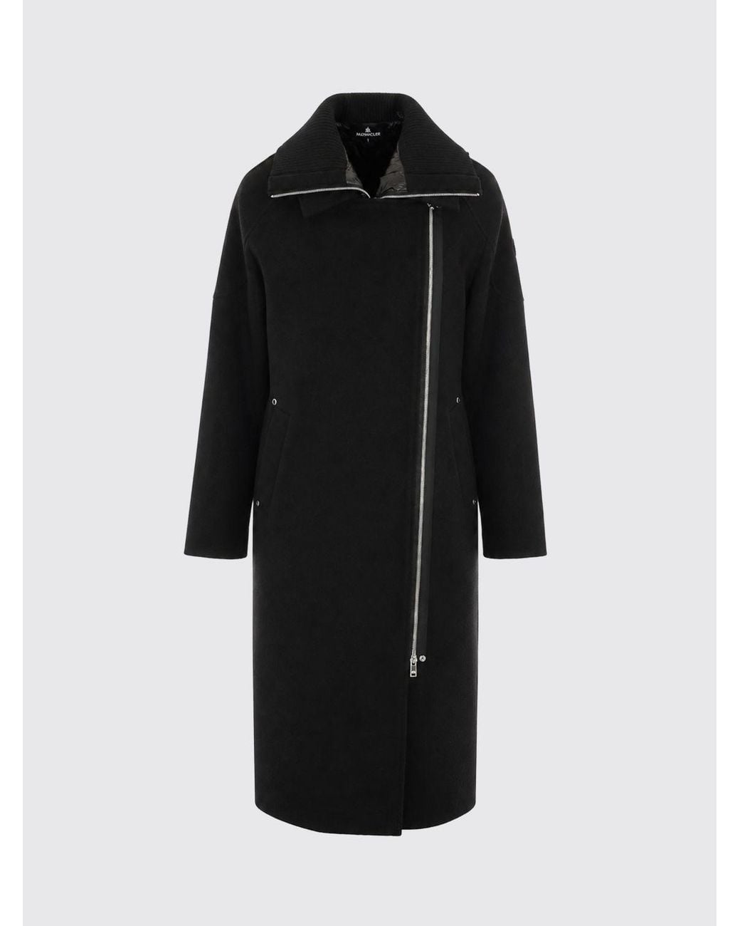 Moose Knuckles Blue Double-Breasted Long Wool Blend Coat With Dropped Shoulders