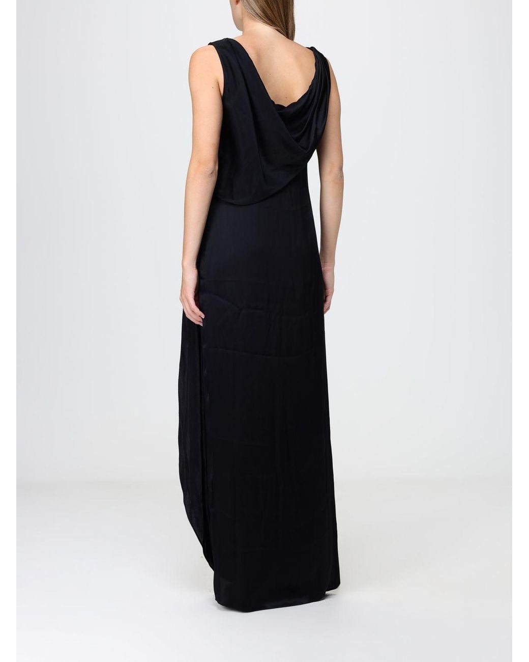 Maison Margiela Black Draped Off-The-Shoulder Mini Tunic With Side Slit
