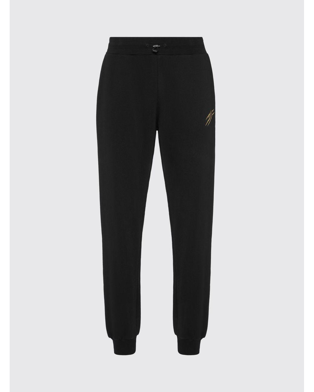 Philipp Plein Black Cotton Jersey Jogging Trousers With Elasticated Drawstring Waist for men