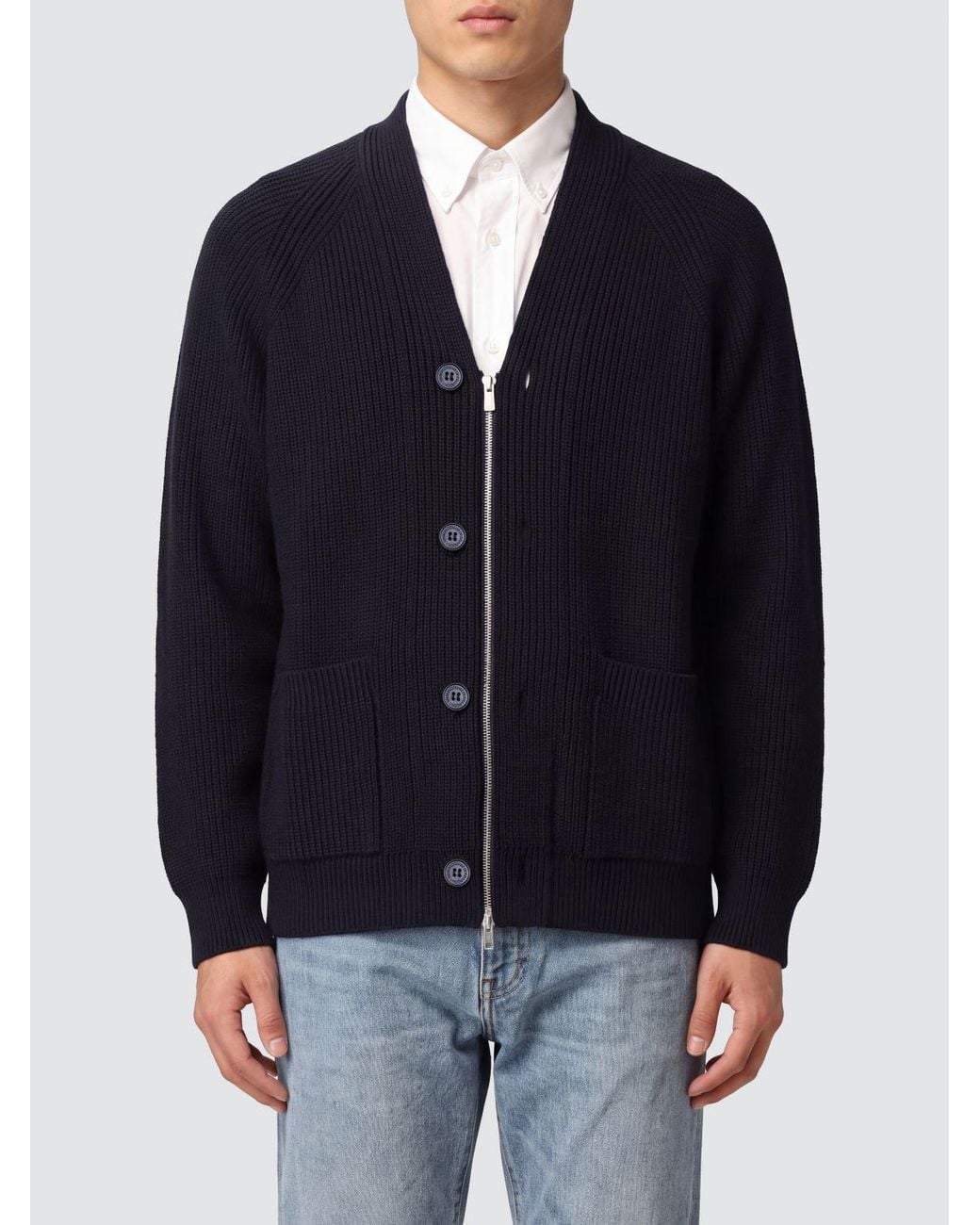 Comme des Garçons Blue Comme Des GarÇ Ons Homme Plus V-Neck Zip-Up Cardigan for men