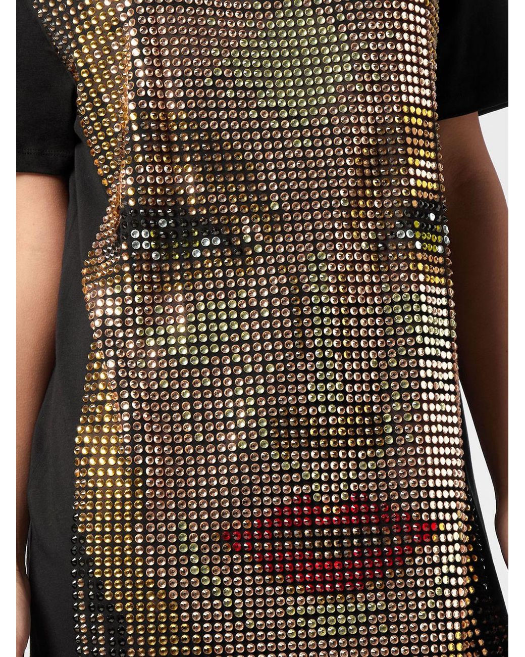 Philipp Plein Black Cotton Jersey T-Shirt Dress With Crystals