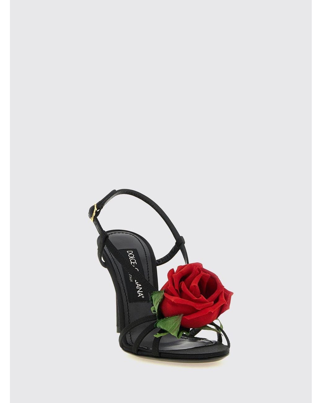 Dolce & Gabbana Black Dolce &Amp Gabbana Satin Slingback Sandals With Floral Embroidery