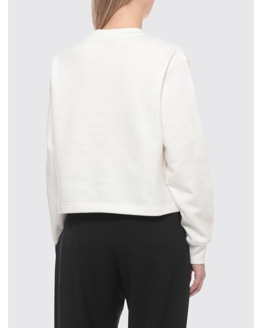 Casablanca White Cotton And Cashmere Blend Crewneck Sweatshirt With Tone-On-Tone Logo