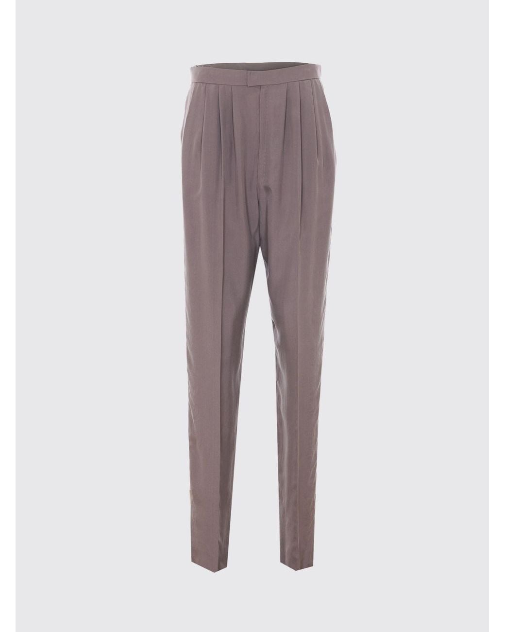 Saint Laurent Gray Silk Tailored Trousers