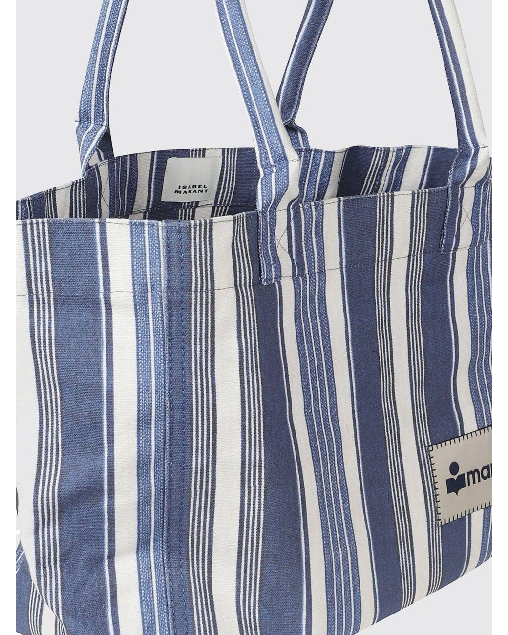 Isabel Marant Blue Bicolor Striped Cotton Canvas Shoulder Bag