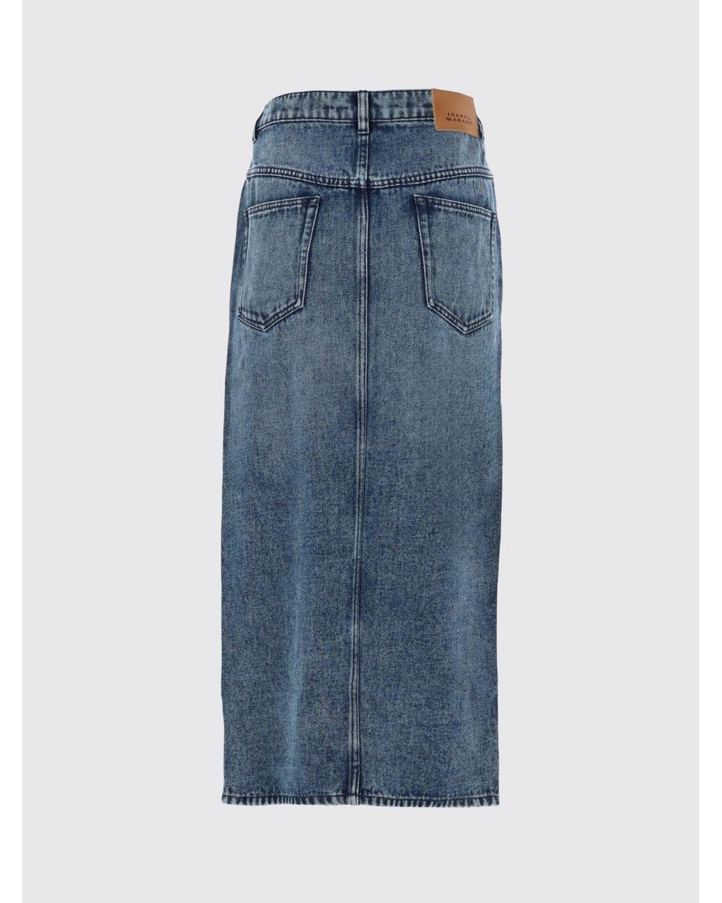 Isabel Marant Blue High-Waisted Lyocell Denim Midi Pencil Skirt With Front Slit