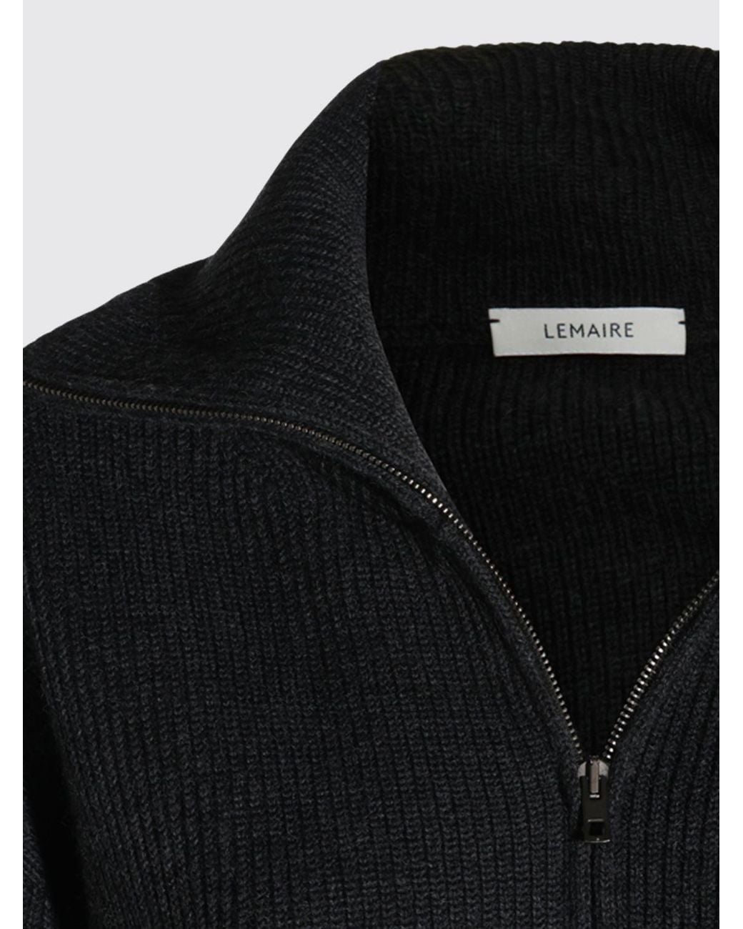 Lemaire Blue High-Neck Zipped Wool Cardigan for men
