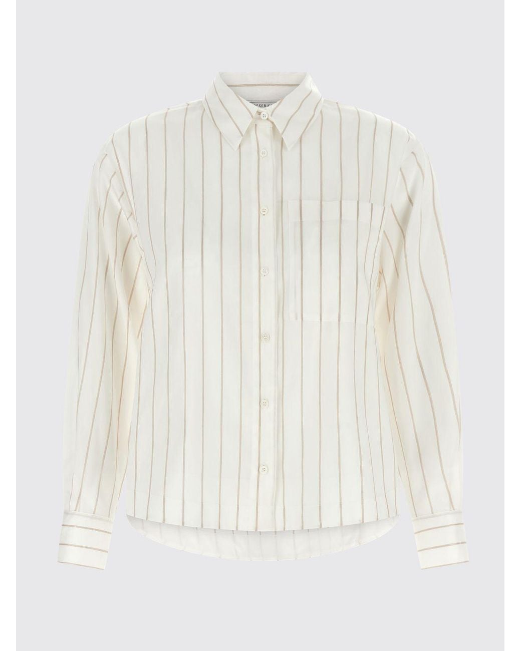 Peserico White Striped Silk-Blend Shirt With Classic Collar And Patch Pockets