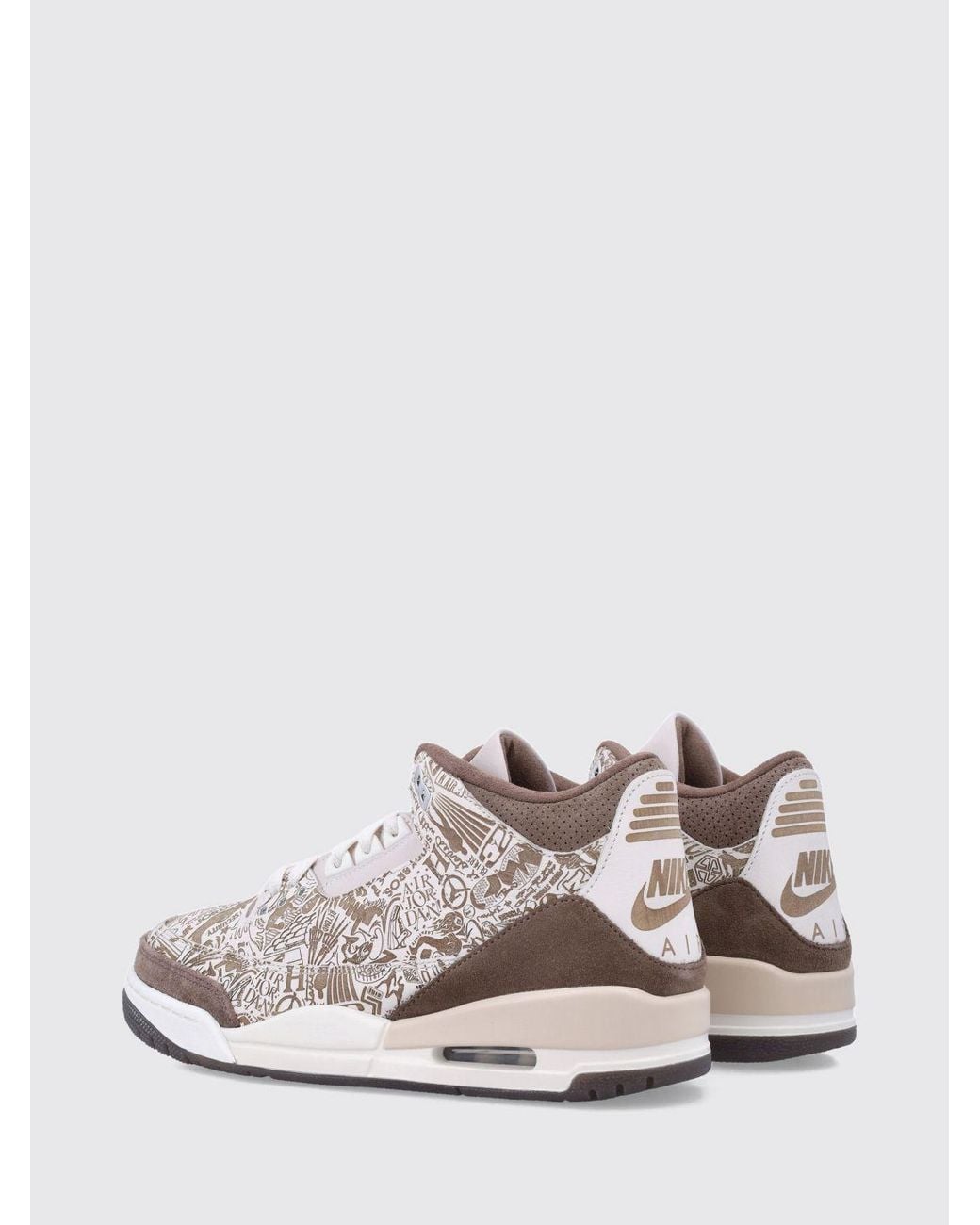 Nike White Air Jordan 3 Retro High-Top Leather Trainers With Graphic Print for men