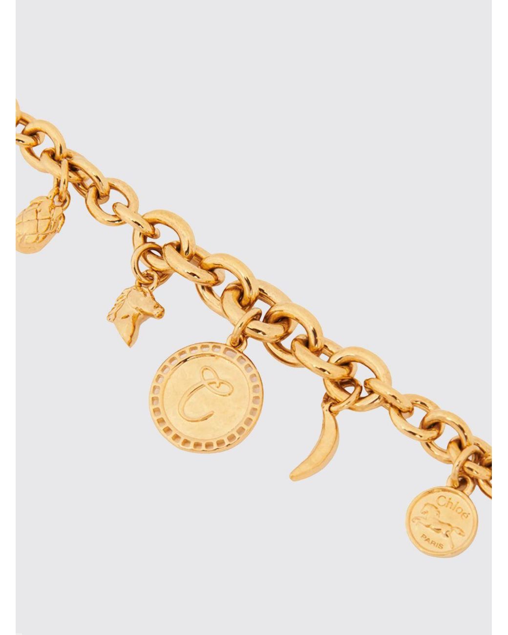 Chloé Metallic Chlo&Eacute Brass Bracelet With Finish And Engraved Logo Charm